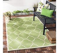 SAFAVIEH Alfombra Geométrica para Sala de estar, Comedor, Dormitorio - Beachhouse Collection, Pelo corto, Oliva y crema, 79 X 152 cm