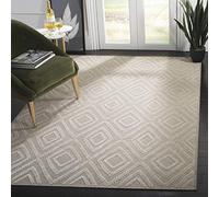 SAFAVIEH Alfombra Geométrica para Sala de estar, Comedor, Dormitorio - Lana Collection, Pelo corto, Crema y Beige, 122 X 183 cm