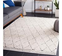 SAFAVIEH Alfombra Geométrica para Sala de estar, Comedor, Dormitorio - Melody Collection, Pelo corto, Marfil y Azul, 91 X 152 cm