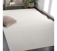 Safavieh Alfombra geométrica para salón, Comedor, Dormitorio, colección Whisper de Pelo Corto, Color Marfil, 122 x 183 cm
