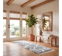 SAFAVIEH Alfombra Shag Sala de estar, Comedor, Dormitorio - Berber Fringe Shag Collection, Pelo corto, Gris y crema, 61 X 244 cm