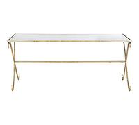 Safavieh Mesa de Acento Glam con Patas de Hierro, en Oro y Transparente, 51 x 109 x 46.35 Pulgadas