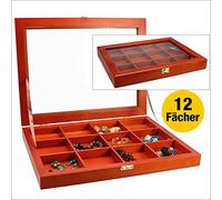 SAFE 5308 - Vitrina de madera con 24 compartimentos para minerales, figuras coleccionables, etc. Altura interior 28 mm, dimensiones 395 x 305 x 47 mm (12 compartimentos)