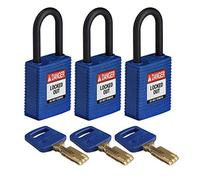 SafeKey Lockout Candado Nylon Azul 3,8 cm Plástico Shkl, Pack de 3