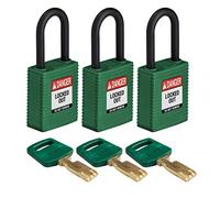 SafeKey Lockout Candado Nylon Verde 3,81 cm Plástico Shkl, Pack de 3