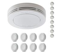 Safeliveo Detector de Humo,Alarma de Incendio autónoma, batería de 10 años, sin LED Intermitente, función de Silencio, 85 dB, con Almohadillas Adhesivas, Conforme a EN 14604, 8 Piezas