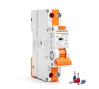 SAFEMORE Interruptor Diferencial Tipo A 16A Curva B 30mA 1P+N 6kA,Naranja | Disyuntor Bidireccional RCBO- Protección Magneto-térmica y de Alta Sensibilidad - Para Montaje en Carril DIN -Certificado TÜV