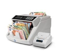 Safescan 2465-S contadora de billetes que cuenta el valor de billetes mezclados de euro con detección falsa en 7 puntos y conteo de billetes clasificados + Safescan TP-230 impresora térmica gris para