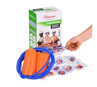 SAFEYEAR 100 pares de tapones para los oídos de espuma de poliuretano suave con cuerda, cancelación de ruido de 38 dB SNR, rebote lento, reducción de ruido, tapones de seguridad para dormir