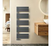 S'AFIELINA Radiador de diseño para baño, radiador toallero Agua calefaccion Antracita, Conexión Central,1320x500mm, radiador para baño, secador de Toallas, 695 vatios（Válvula no incluida）