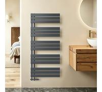 S'AFIELINA Radiador de diseño para baño, radiador toallero Agua calefaccion Antracita, Conexión Central,1320x600mm, radiador para baño, secador de Toallas, 838 vatios（Válvula no incluida）