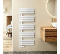 S'AFIELINA Radiador de diseño para baño, radiador toallero agua calefaccion Blanco, Conexión Central, 1320x500mm, radiador para baño, secador de Toallas, 661 vatios（Válvula no incluida）