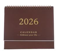 SAFIGLE Calendario de Escritorio 2026 de Mesa Pequeño, Mensual, Escribible | Papel Grueso Plegable Soporte, Diseño Minimalista Café, para Oficina, Mostrador y Personal Administrativo