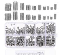 SAFIGLE Tornillos de Fijación Tornillo Prisionero Surtidos M3/4/5/6/8 de Acero Inoxidable Plata, Caja de 304, para Ingeniería y Diseño de Producto