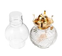 SAFIGLE Vidrio y Metal Lámpara de Queroseno Vintage para Mesa Portátil | Pantalla Transparente, Decoración de Sobremesa, Resistente a Altas Temperaturas, para Hogar y Sala Budista