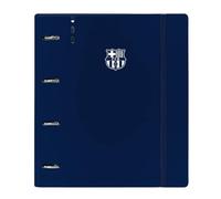 SAFTA | Archivador Carpeta Folio FC Barcelona 4 Anillas Redondas 35 mm con Recambio, Tapas PP Foam, 100 Hojas A4 Cuadrícula 5x5 90 g/m², Cierre Elástico, Medidas 27x4x32 cm