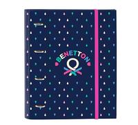Safta BENETTON DROP - Carpeta 4 Anillas de 35 cm con 100 Hojas A4, Ideal para Niños de Diferentes Edades, Cómoda y Versátil, Calidad y Resistencia, 27x3.5x32 cm