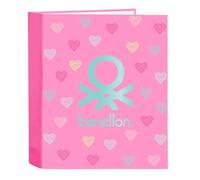 Safta BENETTON HEART - Carpeta Folio 4 Anillas, Ideal para Niños de Diferentes Edades, Cómoda y Versátil, Calidad y Resistencia, 27x6x33 cm