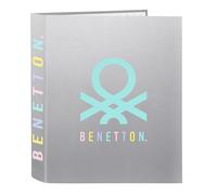 BENETTON Carpeta archivador Silver Folio 4 anillas 40 mm Plata