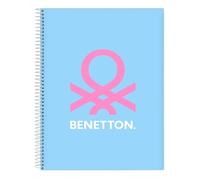 Safta BENETTON SPRING - Cuaderno 120 Hojas, Tapas Duras, Ideal para Niños de Diferentes Edades, Cómodo y Versátil, Calidad y Resistencia, 21.5x31 cm, Color Celeste
