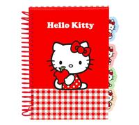 Safta | Bloc de Notas A5 Hello Kitty, Cuaderno Escolar con Tapas Duras y Espiral, 80 Hojas 80 g/m², 4 Separadores Interiores, Papelería Vuelta al Cole Infantil y Juvenil, Medidas 14,8x21 cm