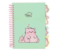 Safta | Bloc de Notas A5 Pembe The Pink Cat, Tapa Dura y Espiral Rosa, 80 Hojas 80 g/m², 4 Separadores Interiores, Cuaderno Escolar para Apuntes y Vuelta al Cole, Color Menta, Medidas 14,8x21 cm