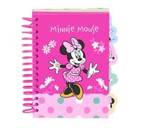 Safta | Bloc de Notas A6 Disney Minnie Mouse Minty, Tapa Dura, 80 Hojas 80 g/m², 4 Separadores Interiores, Encuadernación Espiral, Papelería Escolar y Vuelta al Cole, Rosa, Medidas 10,5x14,8 cm