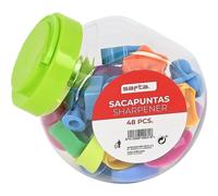 SAFTA - Bote de 48 Piezas Sacapuntas Material suave para un agarre cómodo - Sacapuntas Apto para mano derecha e izquierda Reduce la fatiga de los dedos