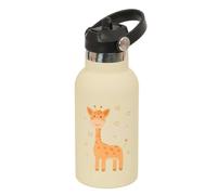 SAFTA | Botella Termo 350 ml Safta Infantil Jirafa, Acero Inoxidable Doble Pared con Aislamiento, Base de Silicona, Mantiene 12 h Caliente y 24 h Frío, Tapón con Válvula y Asa, Medidas 7,3x7,3x19,5 cm