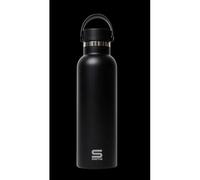 SAFTA | Botella Termo 600 ml Safta Negro, Acero Inoxidable Doble Pared con Aislamiento, Base de Silicona Antideslizante, Asa Superior, Reutilizable, 12 h Caliente y 24 h Frío, Medidas 7,3x7,3x25 cm