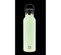 SAFTA | Botella Termo 600 ml Safta Verde Hoja, Acero Inoxidable Doble Pared con Aislamiento, Base de Silicona Antideslizante, Asa Superior, Reutilizable, Medidas 7,3x7,3x25 cm