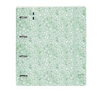 Safta Carpeta PP Foam Flowers Verde claro, 4 anillas 35 mm, DIN A4, con recambio y 100 hojas