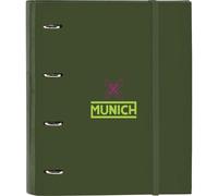 SAFTA CARPETA 4 ANILLAS 35MM CON RECAMBIO MUNICH "BRIGHT KHAKI" - Carpeta Anillas Licencia Oficial - Diseño Exclusivo - Ideal para Uso Diario - Material Duradero - Compatible con Hojas A4