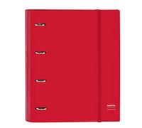 SAFTA CARPETA 4 ANILLAS 35MM CON RECAMBIO SAFTA "ROJO" - Carpeta Anillas Licencia Oficial - Diseño Exclusivo - Ideal para Uso Diario - Material Duradero - Compatible con Hojas A4