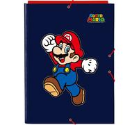 SAFTA CARPETA FOLIO 3 SOLAPAS SUPER MARIO "WORLD" - Carpeta Anillas Licencia Oficial - Diseño Exclusivo - Ideal para Uso Diario - Material Duradero - Compatible con Hojas A4