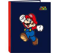 SAFTA CARPETA FOLIO 4 ANILLAS MIXTAS SUPER MARIO "WORLD" - Carpeta Anillas Licencia Oficial - Diseño Exclusivo - Ideal para Uso Diario - Material Duradero - Compatible con Hojas A4