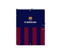 SAFTA | Carpeta Folio Clasificadora FC Barcelona, Archivador Escolar con Clasificador Interior y Cierre con Gomas Elásticas, Tapas Duras Forradas, Medidas 26x4x33,5 cm