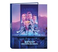 SAFTA | Carpeta Folio K-Pop Demon Hunters Stationery 4 Anillas Mixtas 25 mm, Tapas Duras Forradas, Archivador Escolar Juvenil, Formato Folio, Cierre con Anillas Redondas, Medidas 26,5x4x33 cm