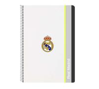 Safta Cuaderno Espiral Folio Extradura 80 Hojas Cuadrícula 4mm Papel 60 g/m² Tema Real Madrid Equipación Temporada 25/26