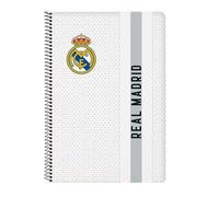 Safta Cuaderno Espiral Safta Folio 80 Hojas 60 g/m² Tapa Extradura Cuadro 4 mm Motivo Real Madrid 2024/2025