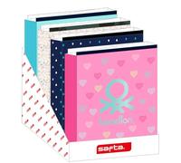 Safta - Expositor Carpeta Folio 4 Anillas Lomo Ancho (10 Uds), Resistente, Ligero, Duradero, 29x34x34 cm, Multicolor