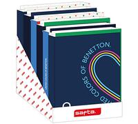 Safta Carpeta de cartón folio 4 anillas mixtas, expositor de 12 unidades surtidas