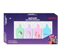 Safta K-POP DEMON HUNTERS CHIBI - Set de 4 Rotuladores Fluorescentes, Regalo, Metálico, Plumier, Niño, 13.2x1.6x7.6 cm