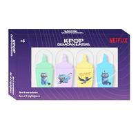 Safta K-POP DEMON HUNTERS DERPY - Set de 4 Rotuladores Fluorescentes, Regalo, Metálico, Plumier, Niño, 13.2x1.6x7.6 cm