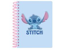 Safta | Libreta con Anillas Disney Stitch Stationery con Frontal Squishy, Tapa Blanda Azul con Espiral Rosa, Cuaderno Escolar Infantil y Juvenil para Vuelta al Cole, Medidas 13,5x1,9x17,9 cm