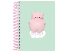 Safta | Libreta con Anillas Pembe The Pink Cat, Bloc de Notas Escolar con Frontal Squishy 3D Antiestrés, Tapa Dura Estampada, Espiral Rosa, Medidas 13,5x1,9x17,9 cm