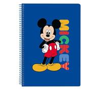 Safta | Libreta Cuarto Disney Mickey Mouse Today, 80 Hojas Cuadrícula 4x4 mm con Margen, 80 g/m², Tapas Duras Extraduras Glasofonadas, Espiral Metálica 42 Agujeros, Medidas 15,5x1x22 cm