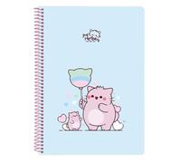 Safta | Libreta Cuarto Pembe The Pink Cat 80 Hojas, Tapas Duras Extraduras Glasofonadas, Cuadrícula 4x4 mm con Margen, Espiral Metálica 42 Agujeros, 80 g/m², 2 Diseños, Medidas 15,5x1x22 cm