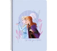 Safta | Libreta Folio Disney Frozen Believe, 80 Hojas Cuadrícula 4x4 mm con Margen, Tapas Duras Extraduras Glasofonadas, Espiral Metálica 62 Agujeros, Papel 80 g/m², 2 Diseños, Medidas 21,5x1x31 cm