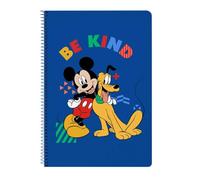 Safta | Libreta Folio Disney Mickey Mouse Today 80 Hojas, Cuadrícula 4x4 mm con Margen, Papel 80 g/m², Tapas Extraduras Glasofonadas, Espiral Metálica 62 Agujeros, 2 Diseños, Medidas 21,5x1x31 cm